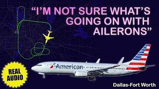 Flight control issue. American Boeing 738 declared. Emergency landing at Dallas-Fort Worth. Real ATC