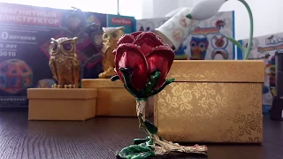 Шкатулка Роза для украшений из металла и страз