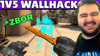 1V5 TROLL MARE CU INVIZIBILITATE SI WALLHACK PE CS:GO!