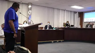 El Monte resident Gabriel Ramirez questions actions by City Attorney Rick Olivarez