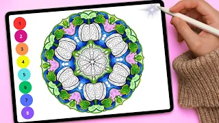 Relaxing Pumpkin Mandala Coloring Page by Numbers