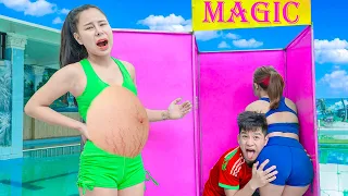 LOL COMPETITION KISS GIRL PRANK BATTLE NERF DR James Nerf Guns FUNNIEST FAKE PREGNANT MAGIC PRANK