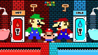 Hot vs Cold Challenge: Mario Odyssey Key Doors Bathroom! | Super Mario Bros.  Game Animation