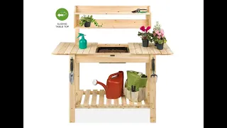 Best Choice Products Outdoor Wood Garden Potting Bench Workstation Table - Overview