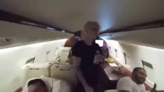 Justin Bieber -Throwback to having fun on the plane, water and my boydguards!