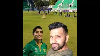 Rohit with his fan pak women cricket team captain sana l #rohit #cricket #asiacup2022