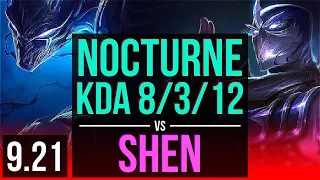 NOCTURNE vs SHEN (TOP) | Rank 3 Nocturne, 1.7M mastery points, KDA 8/3/12 | TR Challenger | v9.21