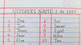 Numbers name 1 to 1000 || Numbers in words 1 to 1000 || 1 to 1000 numbers in words in English