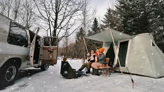 【冬キャンプ】-10℃の朝を迎えました｜愛犬２匹と連泊2日目の過ごし方。