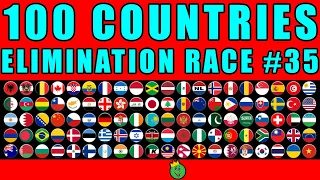 100 Countries Elimination Marble Race in Algodoo #35  Marble Race King