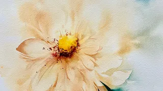 How to paint flower in 2 step, wet on wet and wet on dry. Negative technique in watercolor