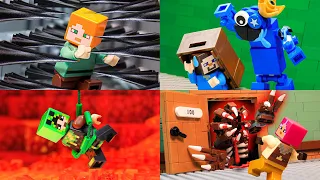 LEGO World's Most Dangerous Escape Room in Minecraft (Rainbow Friends, Roblox Doors,..)