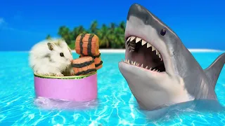 Hamster Escapes Underwater Maze with Giant Shark
