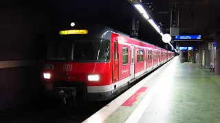 S-Bahn Rhein-Main: Eine Baureihe 420 (ET420) Doppeltraktion verlässt den Bahnhof Frankfurt Flughafen