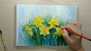 Нарциси. Майстер-клас з малювання Композиція "Нарцис - квітка сонячної весни"©