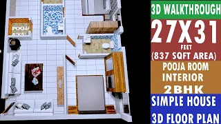 27X31 House Plan || 3D Floor Plan || walkthrough || Interior Design.