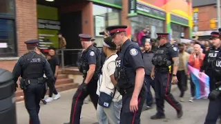 1 arrested as anti-LGBTQ protesters draw crowd at Church and Wellesley