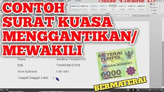 Contoh Surat Kuasa || Surat Kuasa Menggantikan/Mewakili