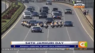 President Kenyatta's convoy enroute to Kasarani for the 54th Jamhuri celebrations