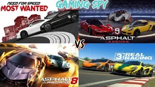 New Battle:- Need for Speed:Most Wanted VS Asphalt 9:Legends VS Asphalt 8:Airborne VS  Real Racing 3