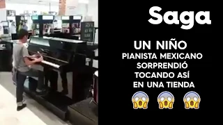 Niño mexicano sorprende tocando el piano en una tienda