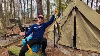 2 Days Hot Tent Camping, Fishing at a Remote River!