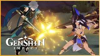 Cyno Versus Alhaitham Cutscene | A Fight In Aaru Village Entrance | Genshin Impact Version 3.1