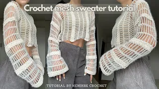 Crochet mesh top tutorial I Beginner friendly crochet shrug sleeves I Kenikse Crochet