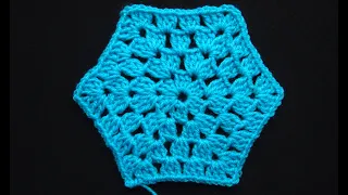 Шестиугольный мотив крючком. Вязание для начинающих Урок 44   Hexagonal crochet motif crochet video