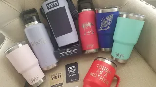 Yeti Tumblers and Ramblers in Cosmic Lilac, Rescue Red, Sea Foam, Offshore, Bimini Pink and Ice Pink