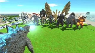 Godzilla 2014 vs King Kong + ALL Godzilla + Kaiju Animal Revolt Battle Simulator