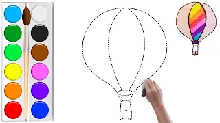 Hot Air Balloon Tracing, Drawing & Coloring | Learn Colors for Kids 🎈 | Magic Art 🎨