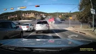 VIDEO: Gravel truck crashes through intersection of 2222 and Jester Boulevard