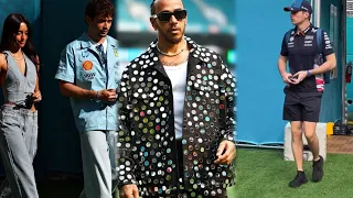 Lewis Hamilton arrives dressed up in mirrors | F1 Driver Arrivals on Sprint Day #MiamiGP