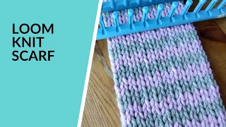 Loom Knit Scarf with Horizontal Stripes | Two Colours | Double Knitting | Long Loom