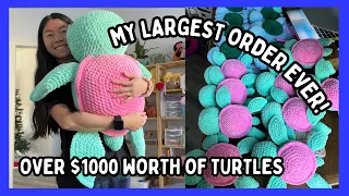Making My LARGEST Order Ever 💕 Over $1000 worth of turtles! Crochet With Me Vlog🦋