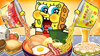 [Animation] Mukbang Convenience Store Food - Spicy Noodles | Spongebob Animation Mukbang