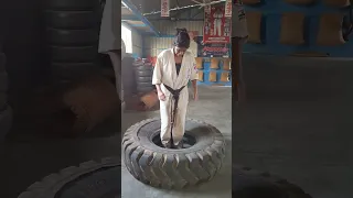 Sempei Lakshitha Babu Foot Work Alternative Jumps on Heavy Tyer @ Warrior Ki Dojo Bengaluru 09/05/24