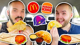 Trying ALL the NEW Fast Food Items! Burger King Wraps, Dipping Taco Bell + MORE Review!
