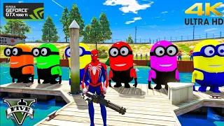 GTA 5 Epic Ragdolls RED SPIDERMAN VS PINK MINION VS GREEN MINION(Euphoria Physics & Funny Fails)E.73