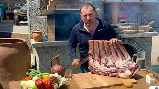 ROASTED MEAT IN AN OVEN.