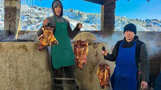 Mutton TANDOORI MEAT | Giant Tandoor | Street food Uzbekistan