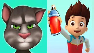 FUN! FUN! FUN! PAW PATROL RYDER SUBWAY SURF VS MY TALKING TOM