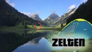 24H draussen ZELTEN bei Schweizer Alpen See nach Wanderung / Zelt Overnighter-Outdoor-bushcraft)