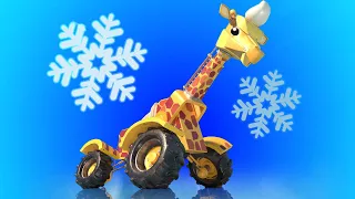 AnimaCars - Zima: Hasičské auto Turtle má naťuklý krunýř - animáky pro děti s náklaďáky & zvířaty