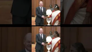 Delhi: German Chancellor Olaf Scholz calls on President Droupadi Murmu at Rashtrapati Bhavan