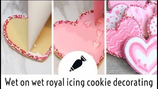 Valentine Cookie Decorating - Beginner royal icing techniques - How to make easy heart cookies