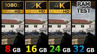 8 GB vs 16 GB vs 24 GB vs 32 GB RAM | 1080p vs 1440p vs 2160p - PUBG