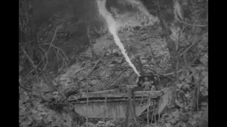 US Marines use grenades and a flamethrower on an LVT during the Battle of Peleliu in late 1944