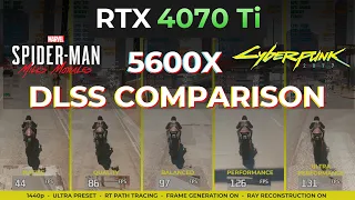 RTX 4070 Ti | DLSS Settings Compared | AMD 5600x | Cyberpunk 2077 2.0 & Spiderman Miles Morales |